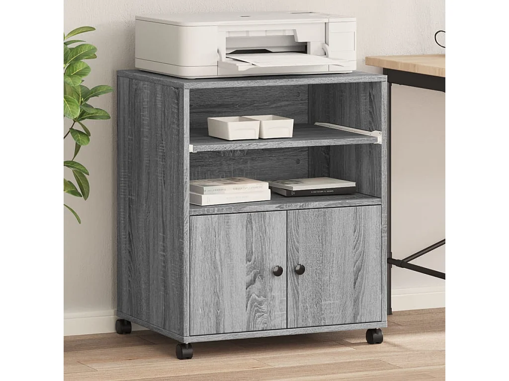 Support d'imprimante avec roulettes sonoma gris 60x48x74 cm