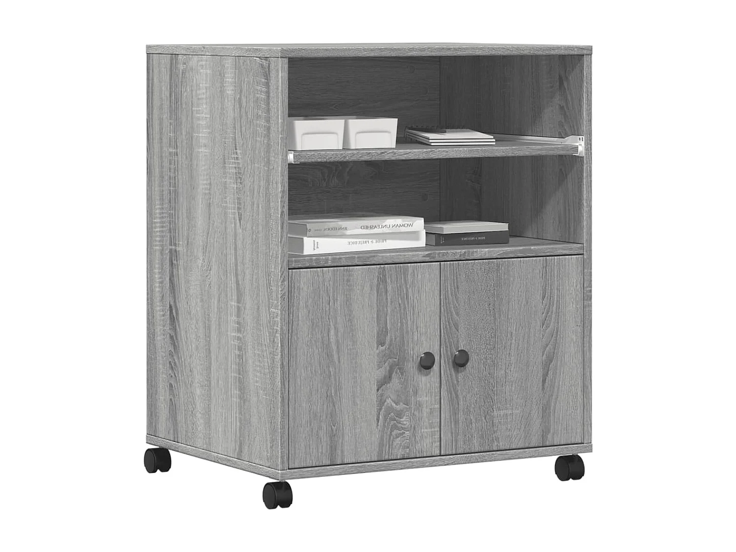 Support d'imprimante avec roulettes sonoma gris 60x48x74 cm