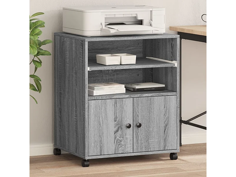 Soporte para impresora con ruedas sonoma gris 60x48x74 cm