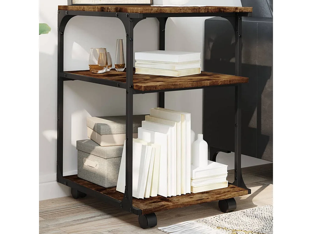 Supporto stampante 3 piani rovere fumé 43x48x64 cm