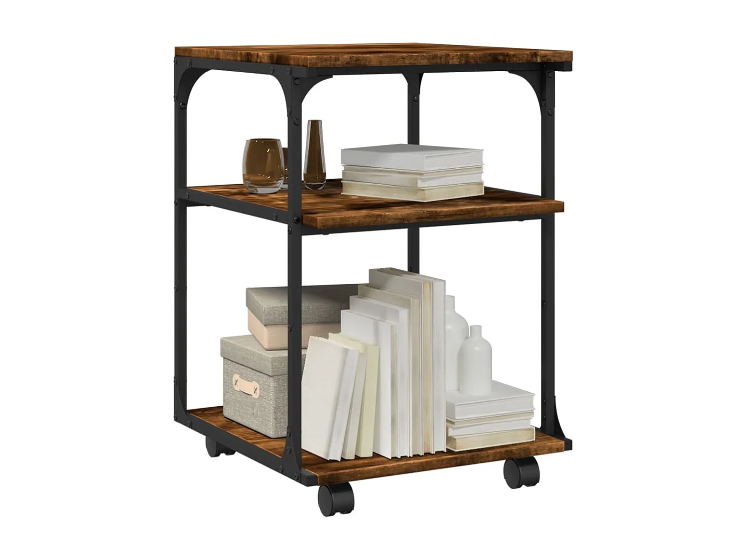 Supporto stampante 3 piani rovere fumé 43x48x64 cm