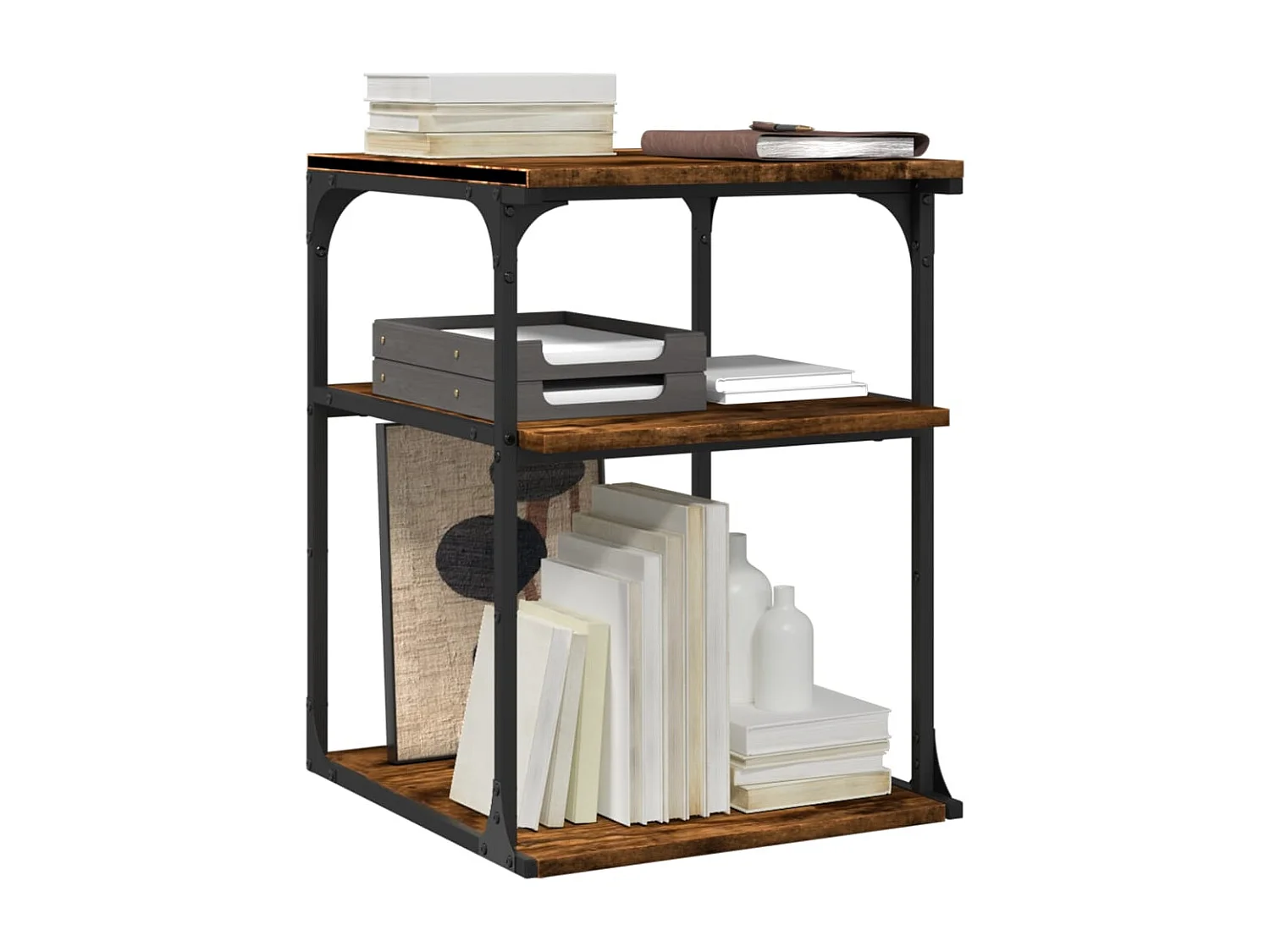 Supporto stampante 3 piani rovere fumé 43x48x64 cm