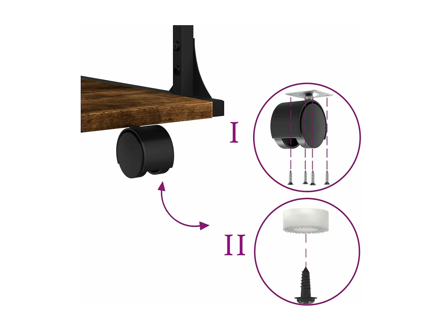 Supporto stampante 3 piani rovere fumé 43x48x64 cm