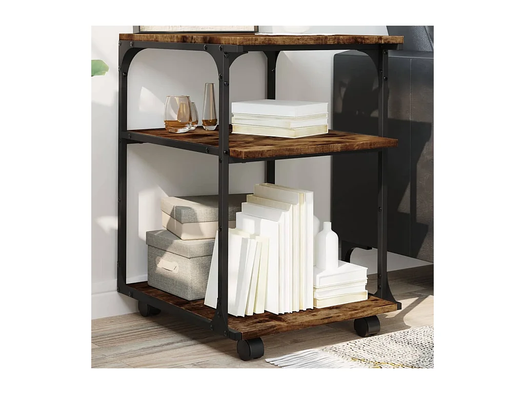 Suporte para impressora de 3 camadas carvalho fumê 43x48x64 cm