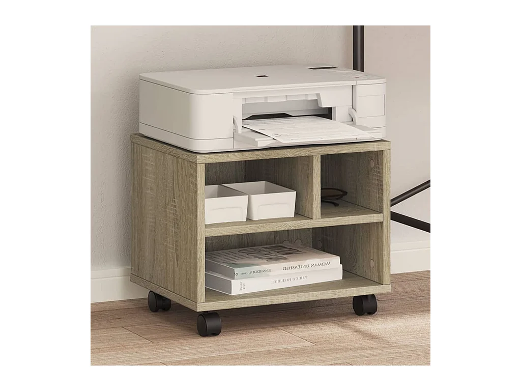 Support d'imprimante avec roulettes chêne sonoma 41x32x34,5 cm