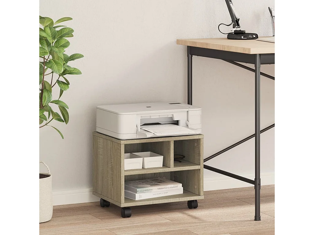Supporto per stampante con ruote rovere sonoma 41x32x34,5 cm