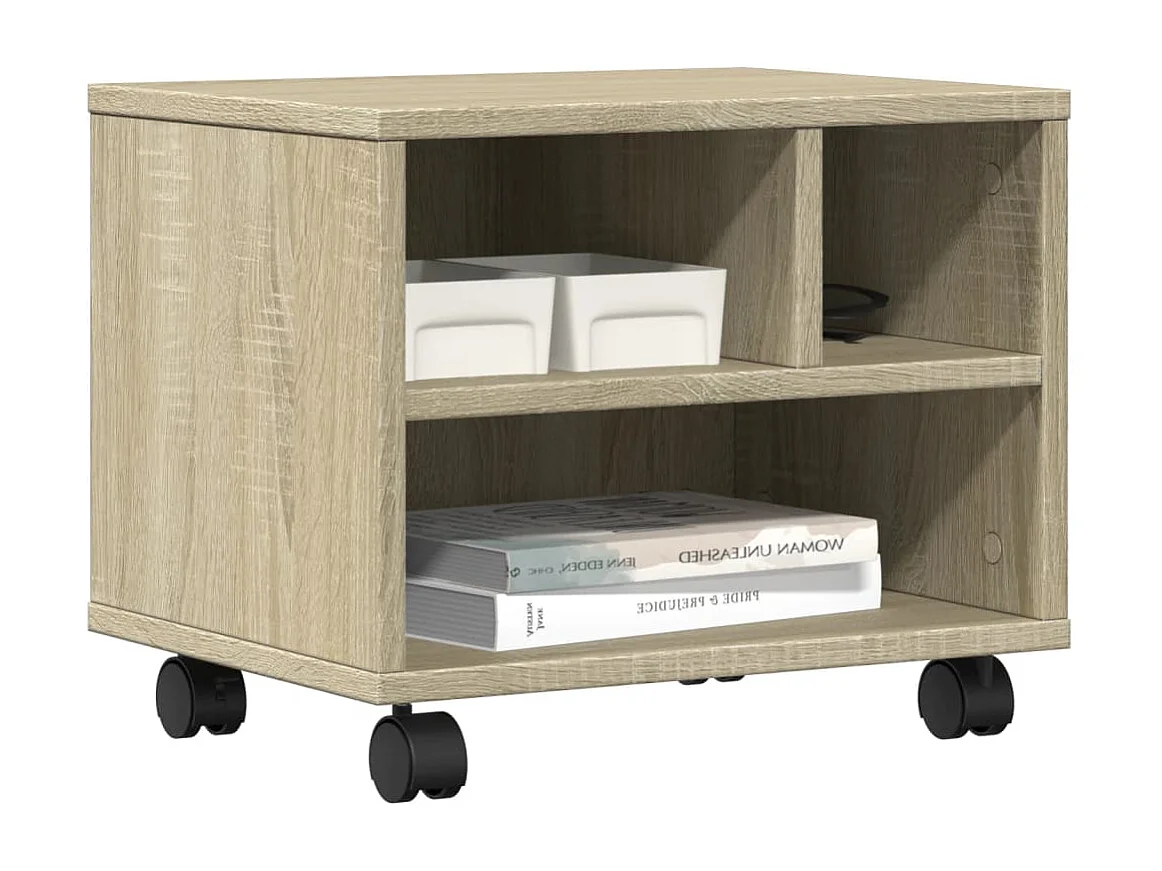 Supporto per stampante con ruote rovere sonoma 41x32x34,5 cm