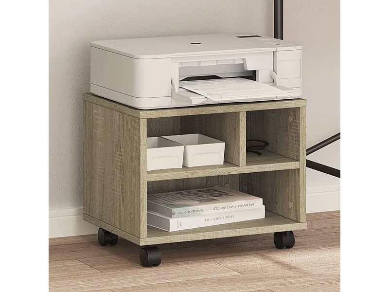 Support d'imprimante avec roulettes chêne sonoma 41x32x34,5 cm