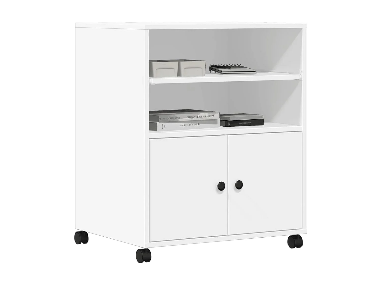 Support d'imprimante avec roulettes blanc 60x48x74 cm