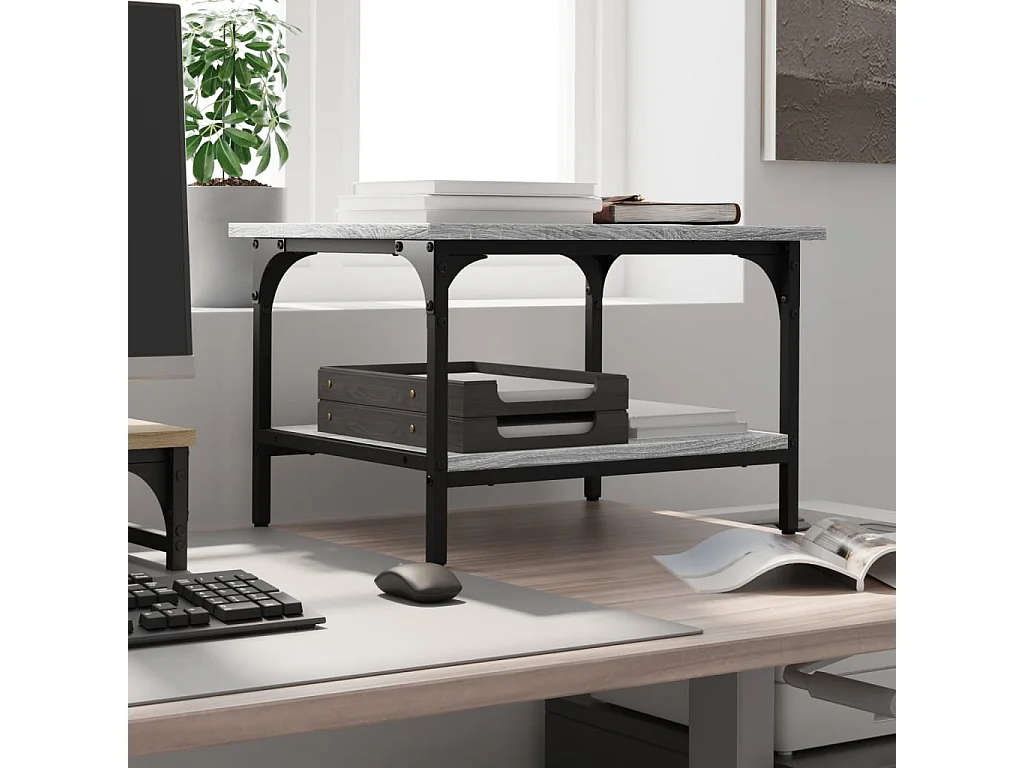 Soporte impresora 2 niveles sonoma gris 50x40x38 cm