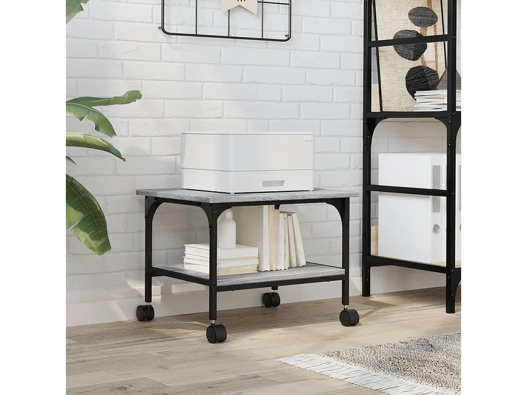 Soporte impresora 2 niveles sonoma gris 50x40x38 cm