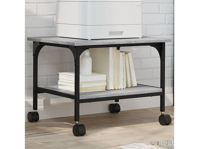 Soporte impresora 2 niveles sonoma gris 50x40x38 cm