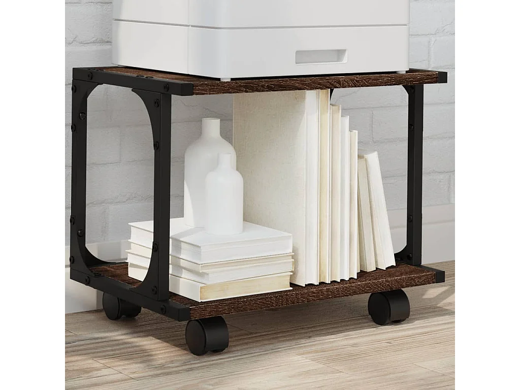 Suporte para impressora de 2 camadas carvalho marrom 41x28x33,5 cm