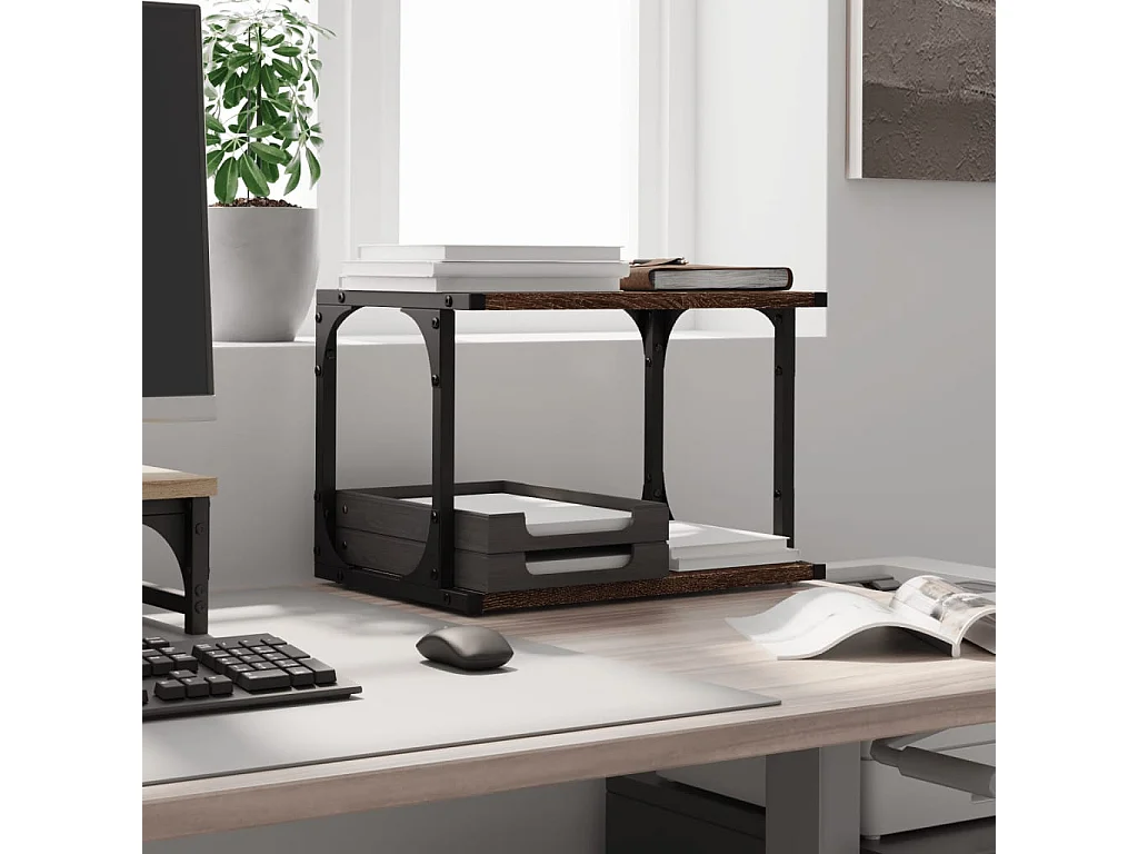 Suporte para impressora de 2 camadas carvalho marrom 41x28x33,5 cm