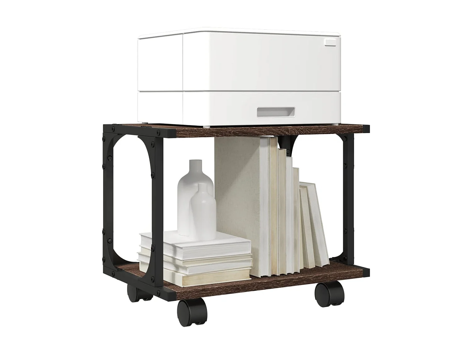 Suporte para impressora de 2 camadas carvalho marrom 41x28x33,5 cm