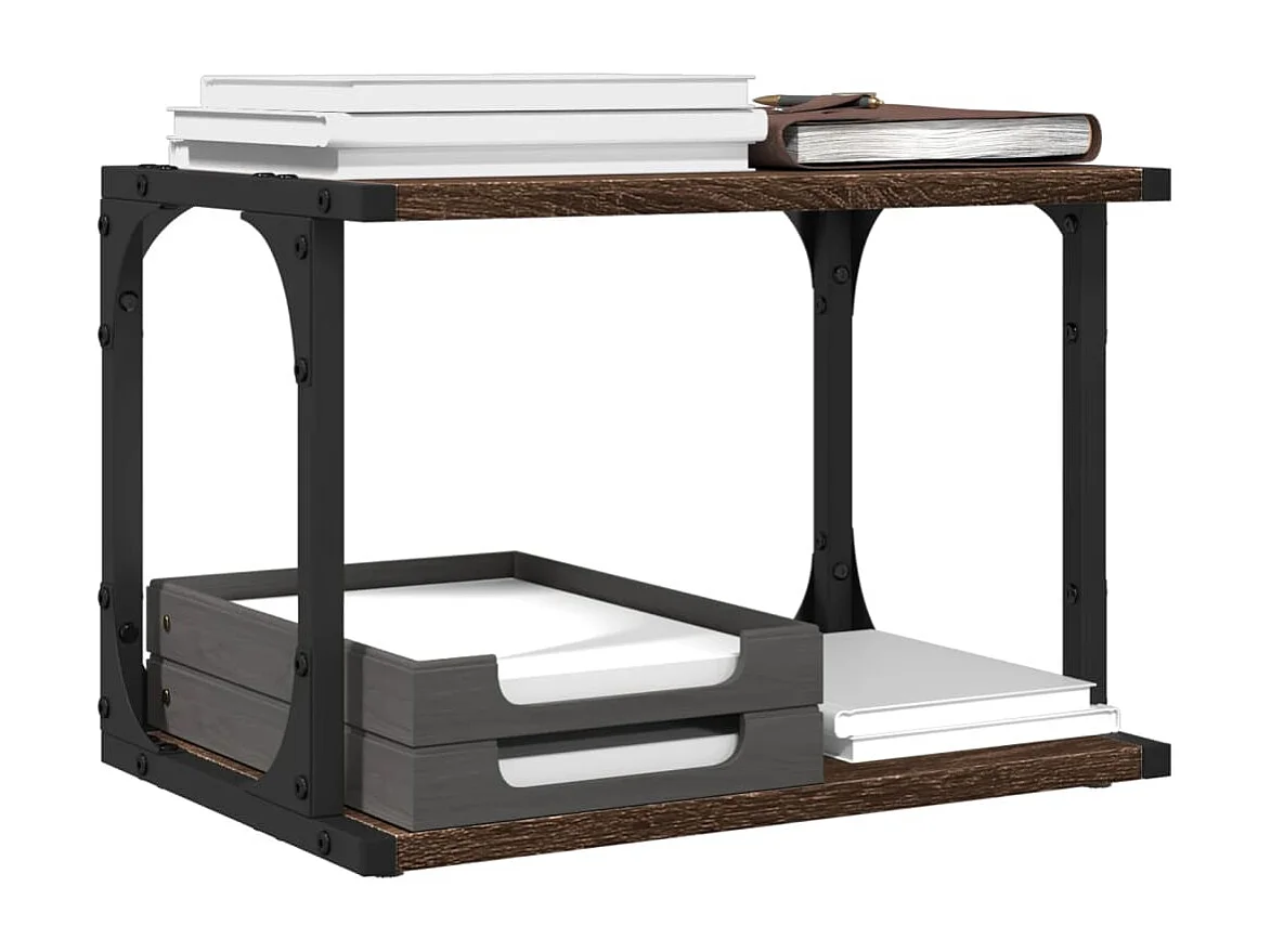 Suporte para impressora de 2 camadas carvalho marrom 41x28x33,5 cm