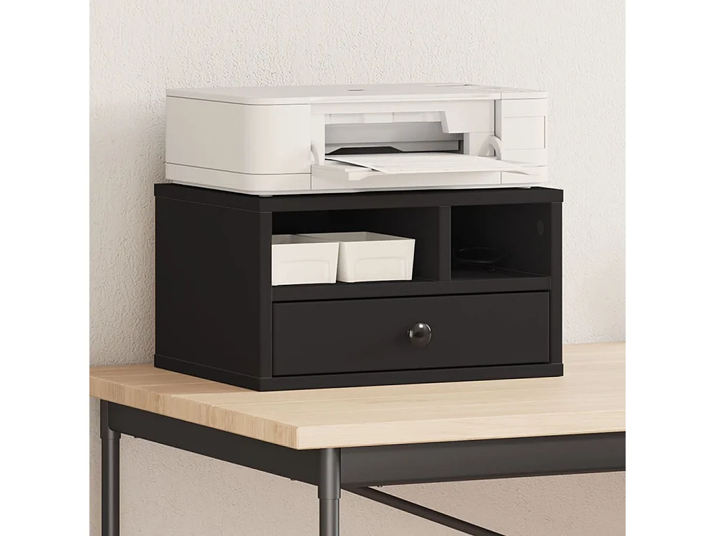 Schwarzer Druckerständer 40x32x22,5 cm aus Holzwerkstoff