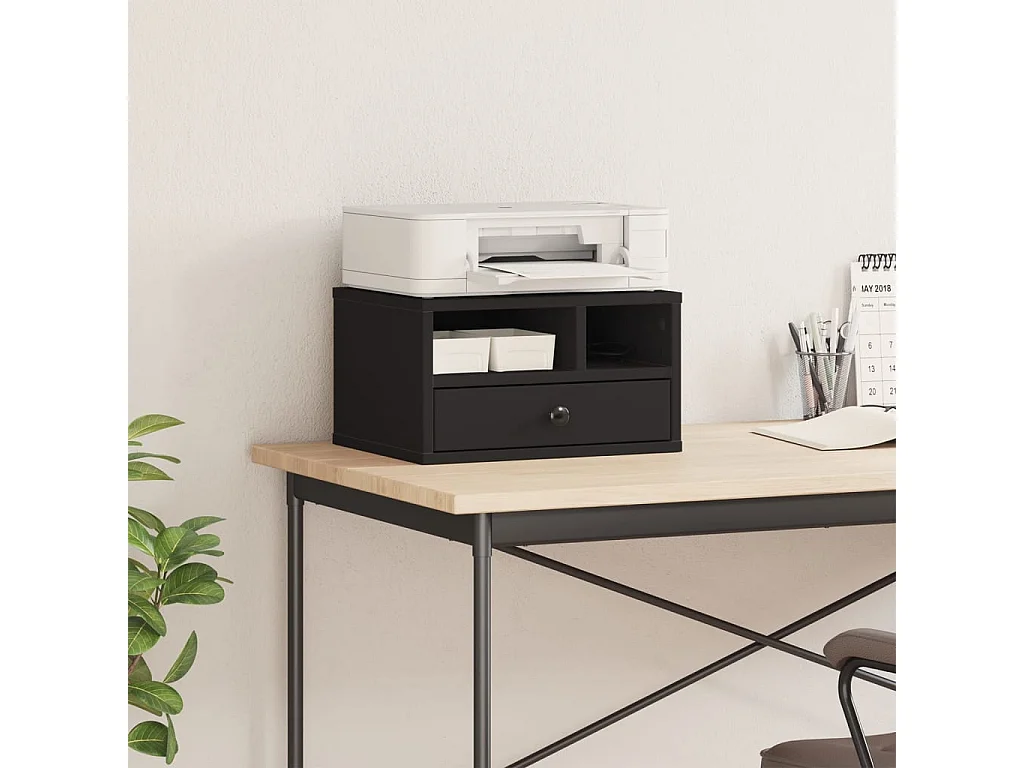 Schwarzer Druckerständer 40x32x22,5 cm aus Holzwerkstoff