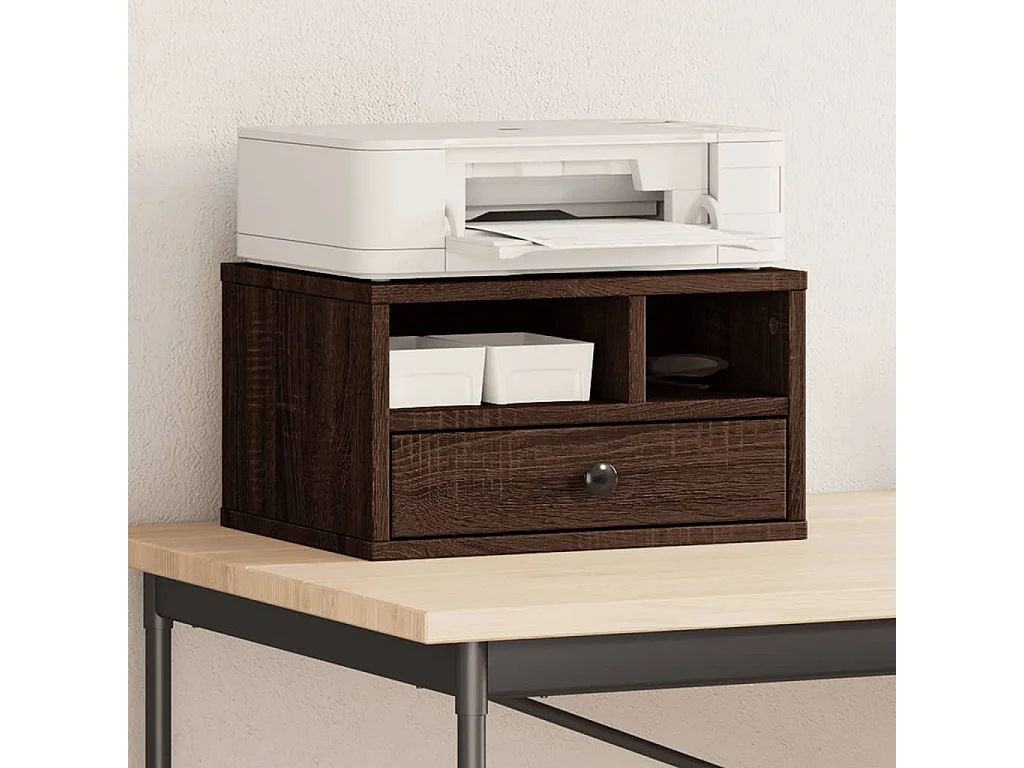 Soporte para impresora roble marrón 40x32x22,5 cm madera contrachapada