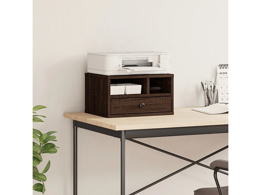 Soporte para impresora roble marrón 40x32x22,5 cm madera contrachapada