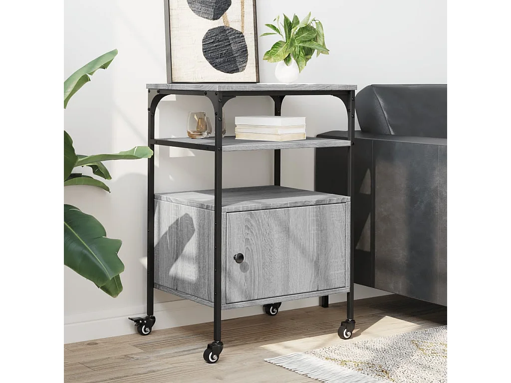 Soporte impresora 3 niveles sonoma gris 50x40x76 cm