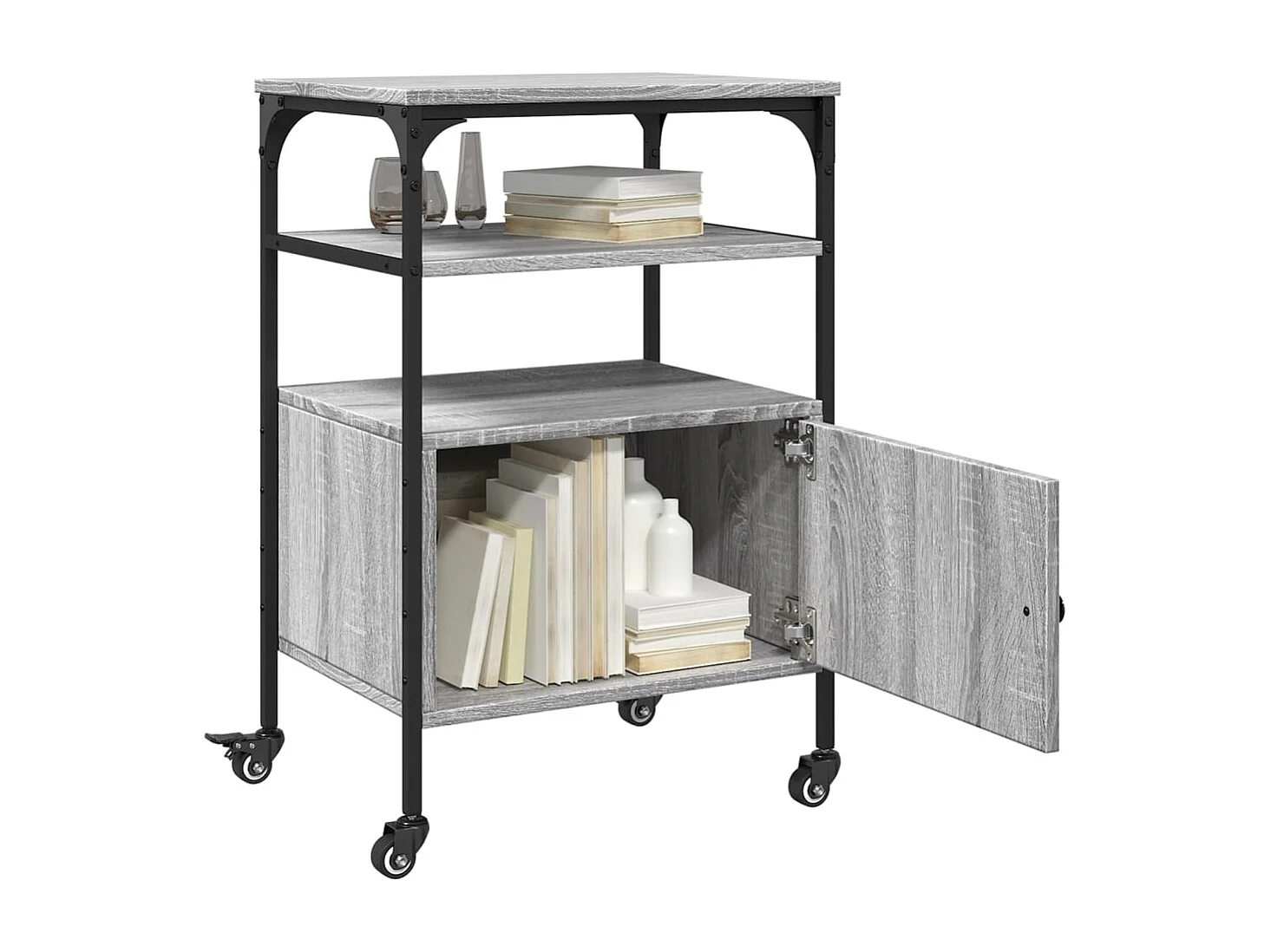 Soporte impresora 3 niveles sonoma gris 50x40x76 cm