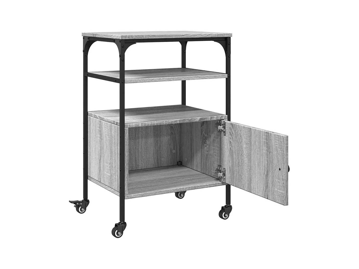 Support d'imprimante à 3 niveaux sonoma gris 50x40x76 cm