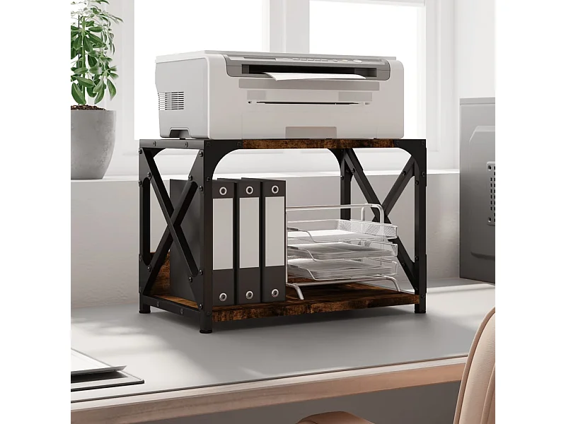 Supporto stampante a 2 livelli rovere fumé 44x26x31,5 cm
