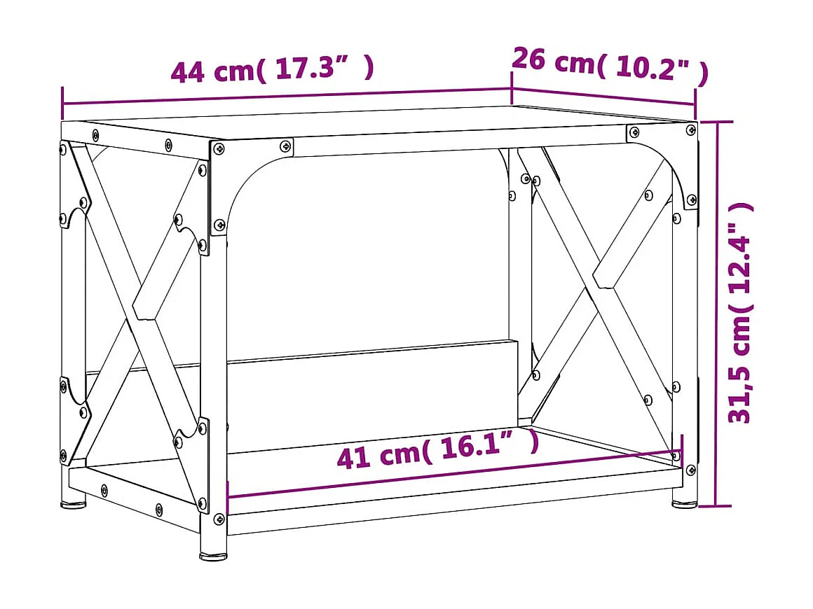 Soporte para impresora 2 niveles roble ahumado 44x26x31,5 cm