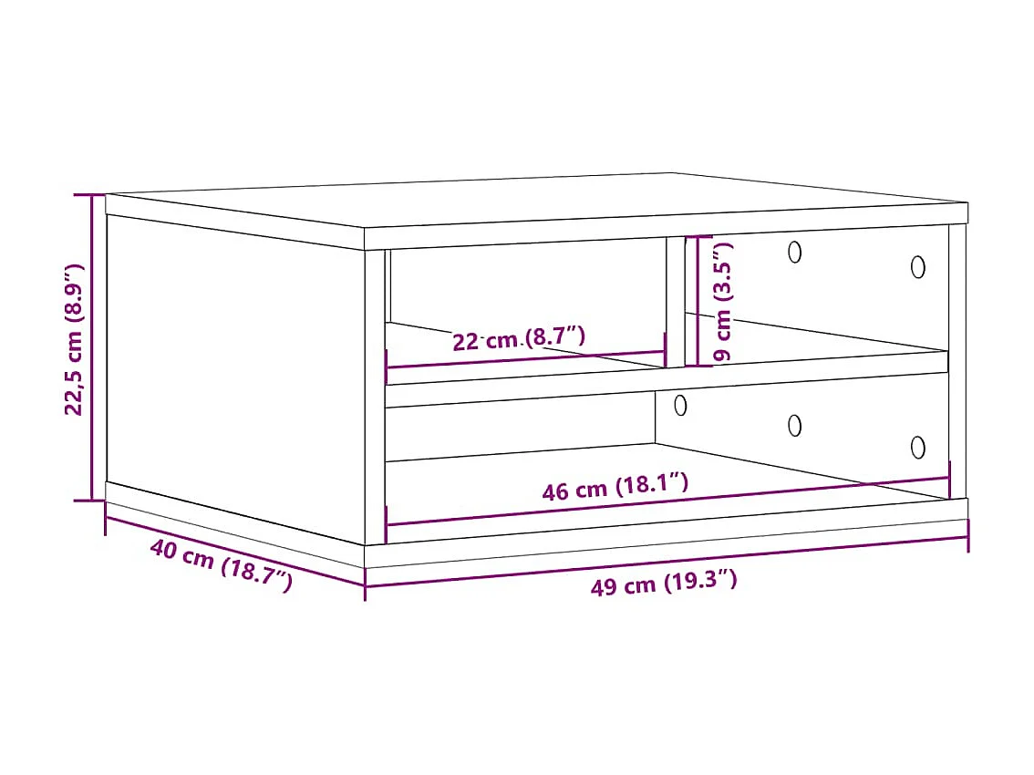 Soporte impresora blanco 49x40x22,5 cm madera contrachapada