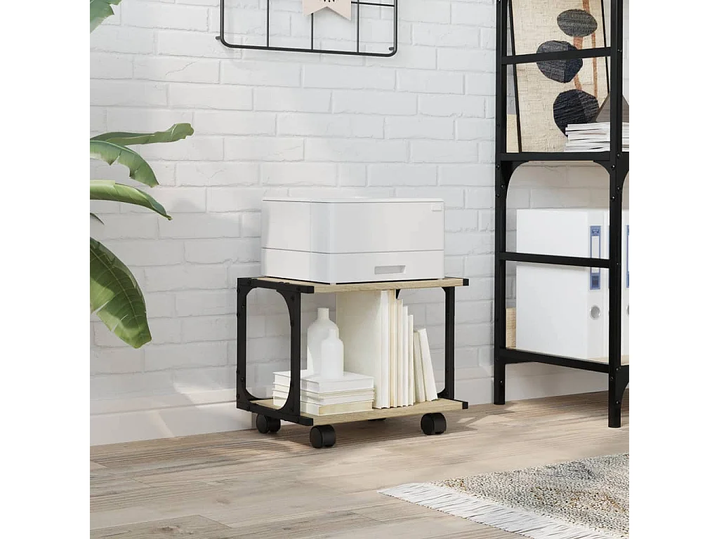 Soporte para impresora 2 niveles roble sonoma 41x28x33,5 cm