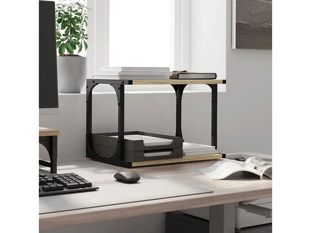 Soporte para impresora 2 niveles roble sonoma 41x28x33,5 cm