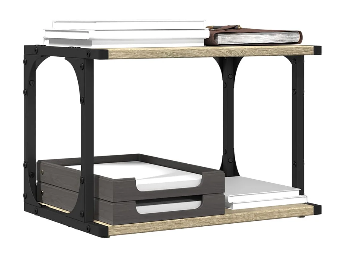 Soporte para impresora 2 niveles roble sonoma 41x28x33,5 cm