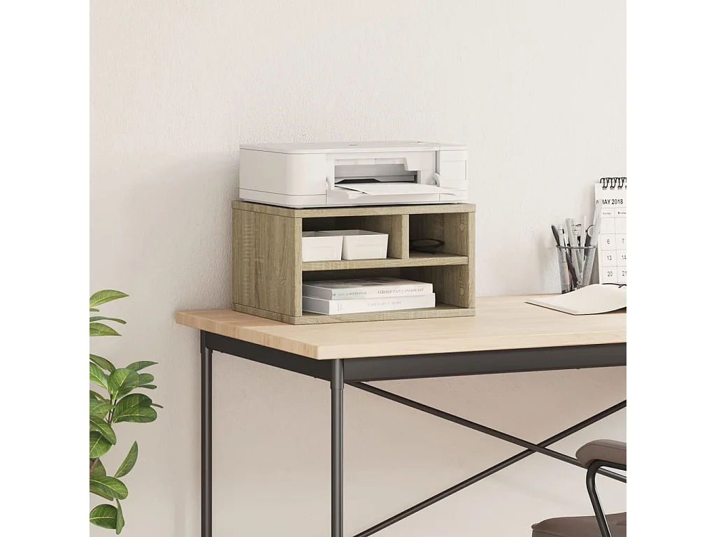 Soporte para impresora roble Sonoma 40x32x22,5 cm madera contrachapada