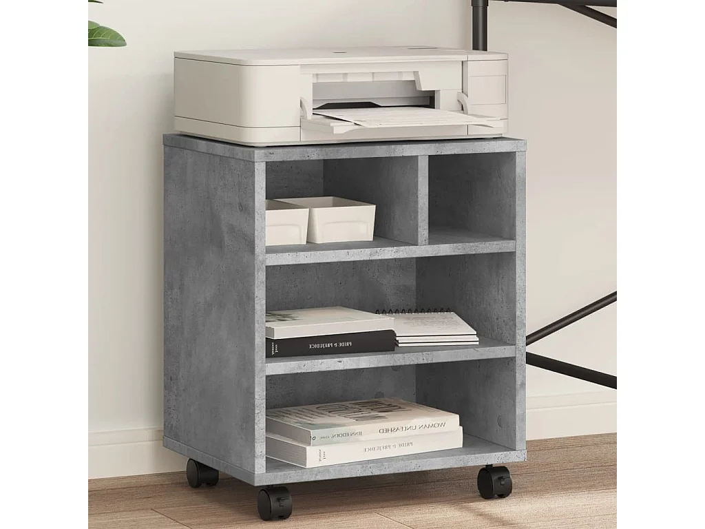 Supporto per stampante con rotelle grigio cemento 41x32x48 cm