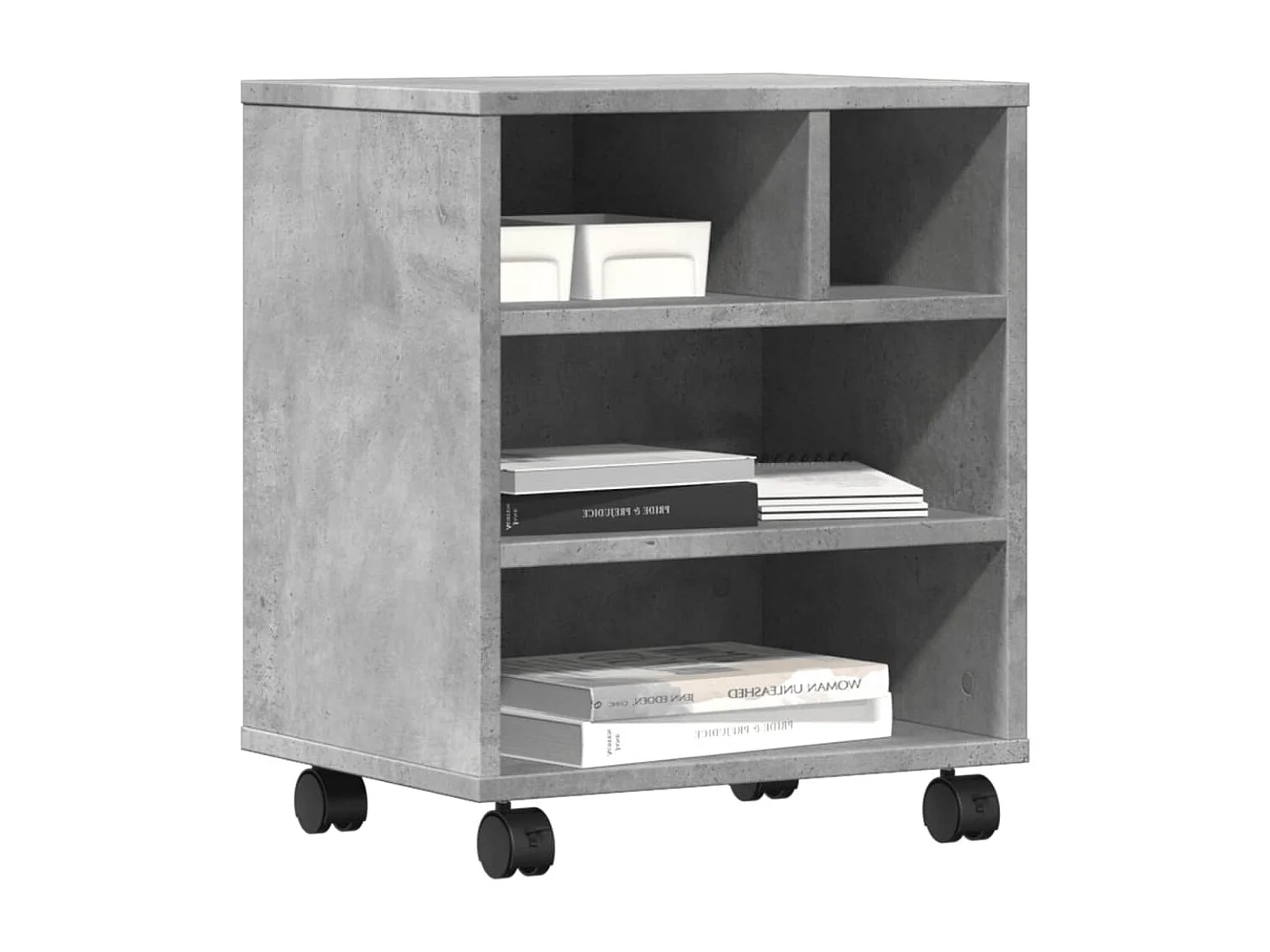 Supporto per stampante con rotelle grigio cemento 41x32x48 cm