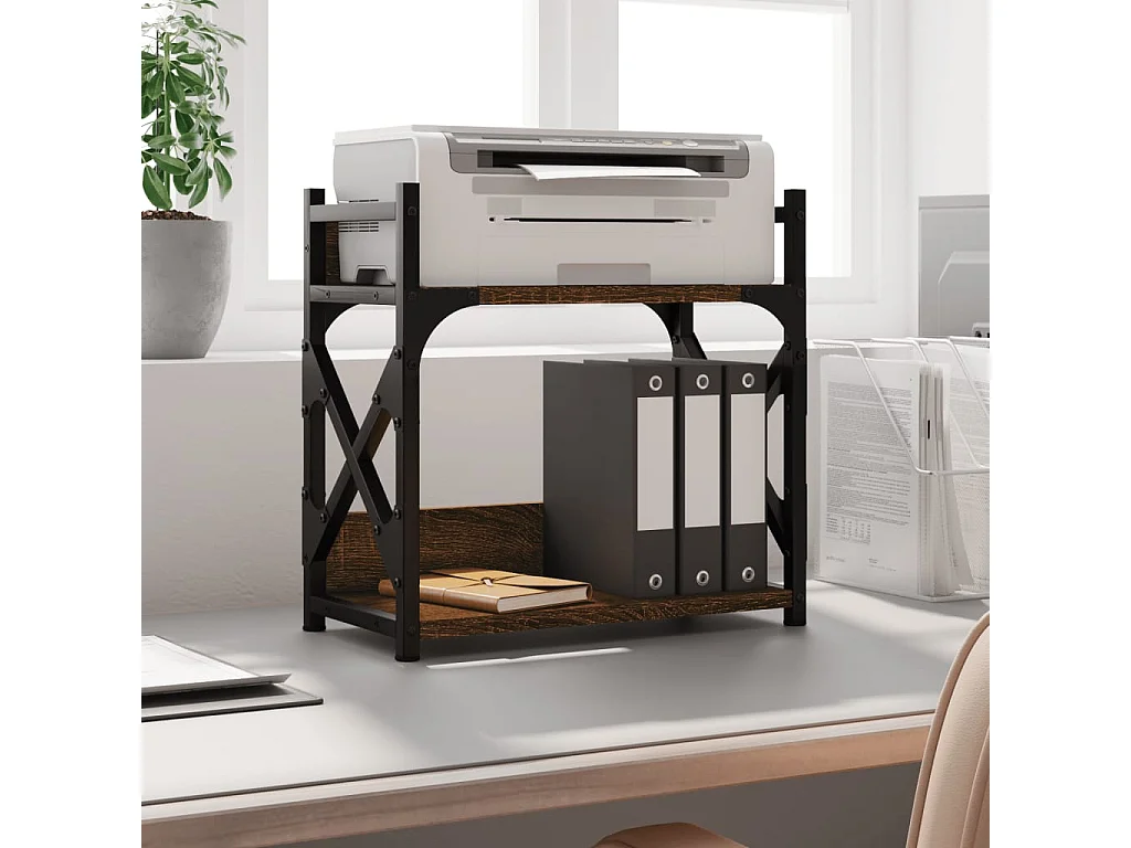 Supporto stampante a 2 livelli rovere marrone 40x20x40 cm