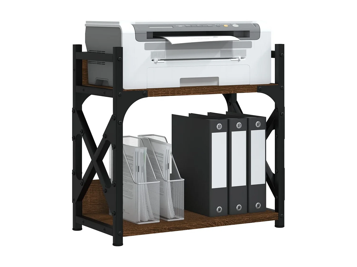 Supporto stampante a 2 livelli rovere marrone 40x20x40 cm