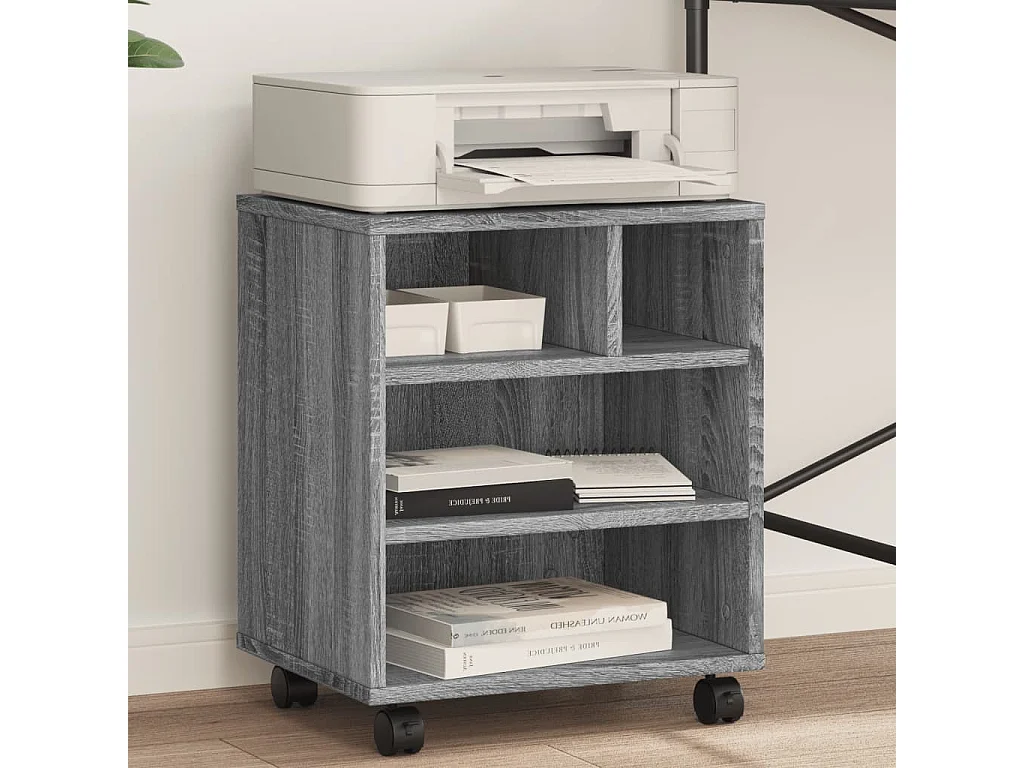 Support d'imprimante avec roulettes sonoma gris 41x32x48 cm