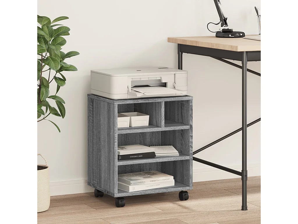 Support d'imprimante avec roulettes sonoma gris 41x32x48 cm