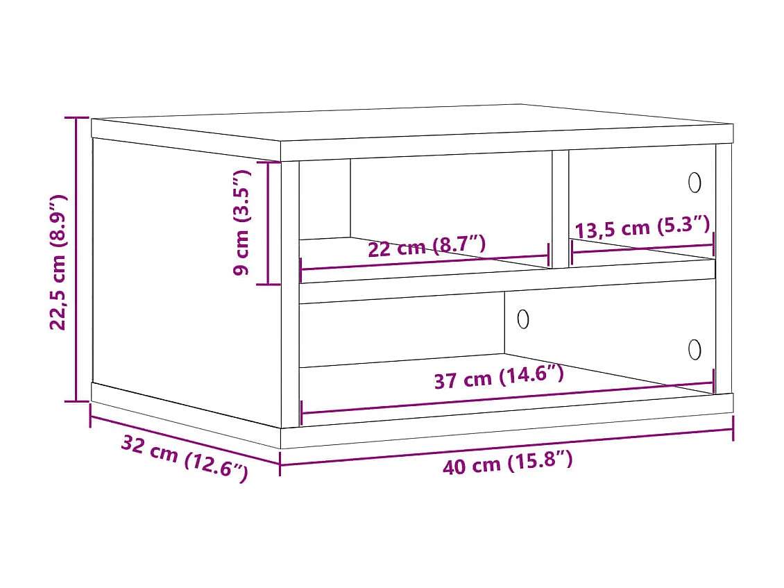 Soporte para impresora Sonoma gris 40x32x22,5cm madera contrachapada