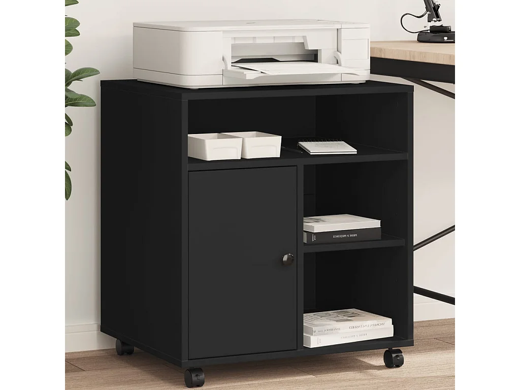 Supporto per stampante con ruote nero 60x50x67 cm
