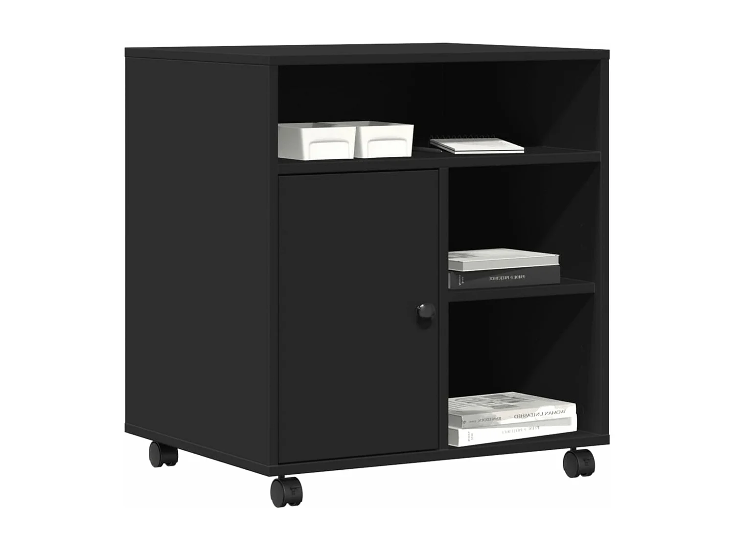 Supporto per stampante con ruote nero 60x50x67 cm