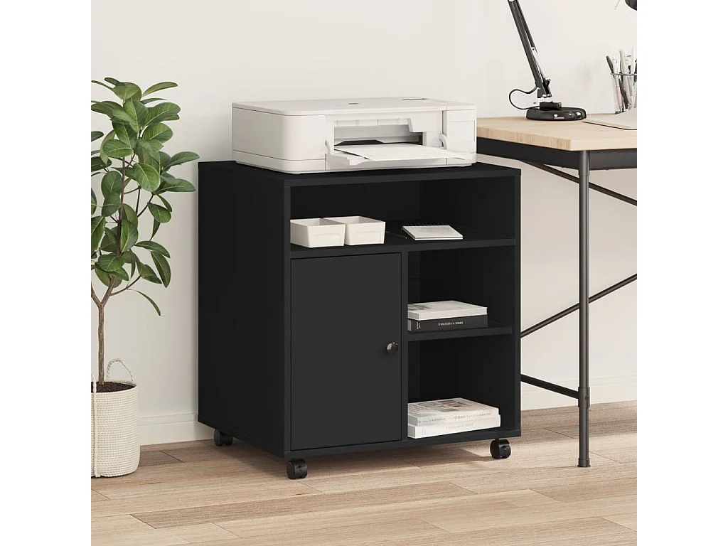 Support d'imprimante avec roulettes noir 60x50x67 cm