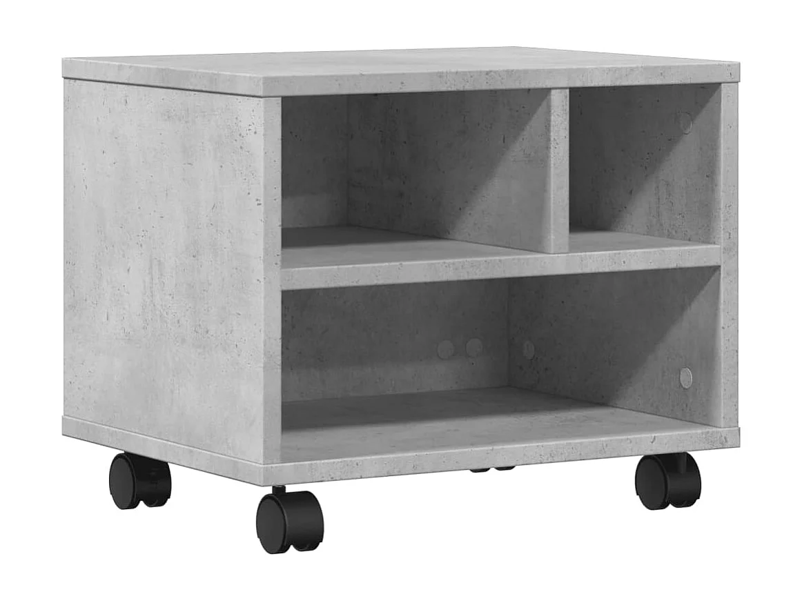 Supporto per stampante con rotelle grigio cemento 41x32x34,5 cm