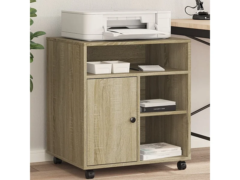 Suporte de impressora com rodas carvalho sonoma 60x50x67 cm