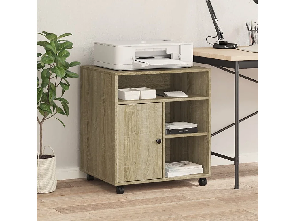 Suporte de impressora com rodas carvalho sonoma 60x50x67 cm