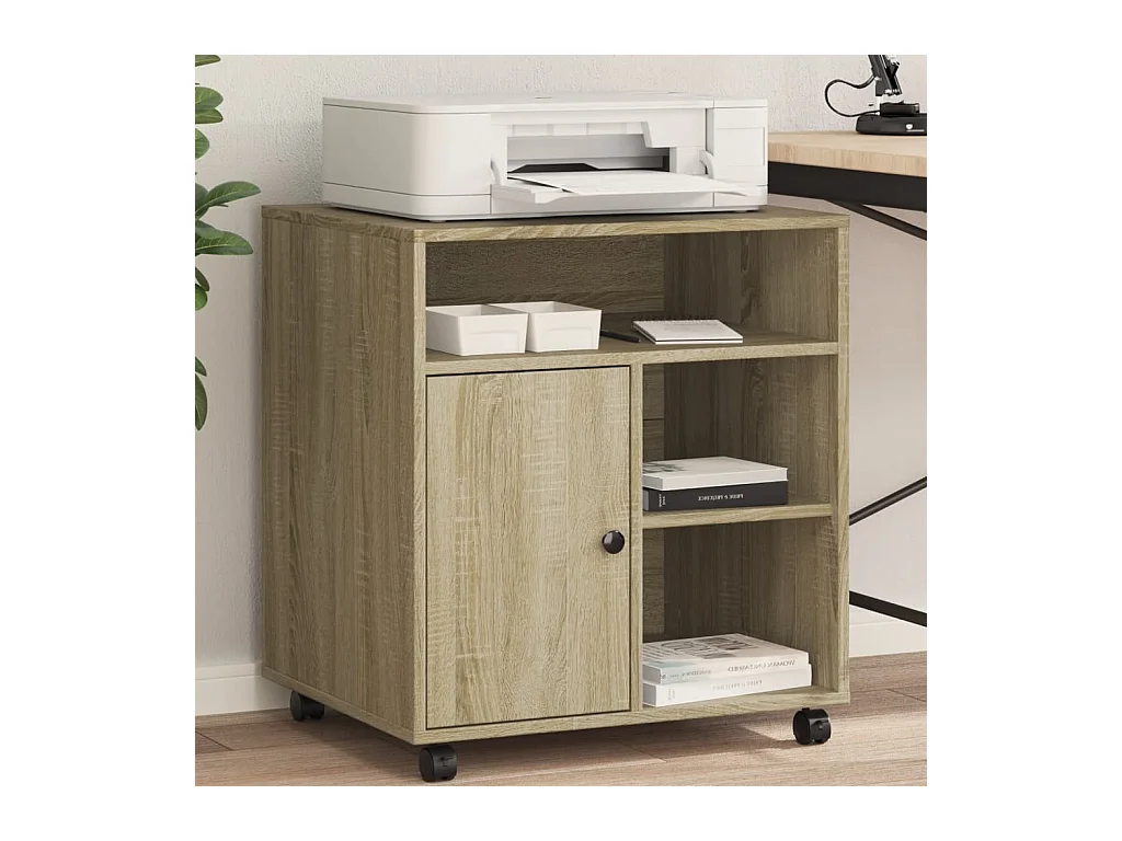 Printerstandaard met wielen sonoma eiken 60x50x67 cm