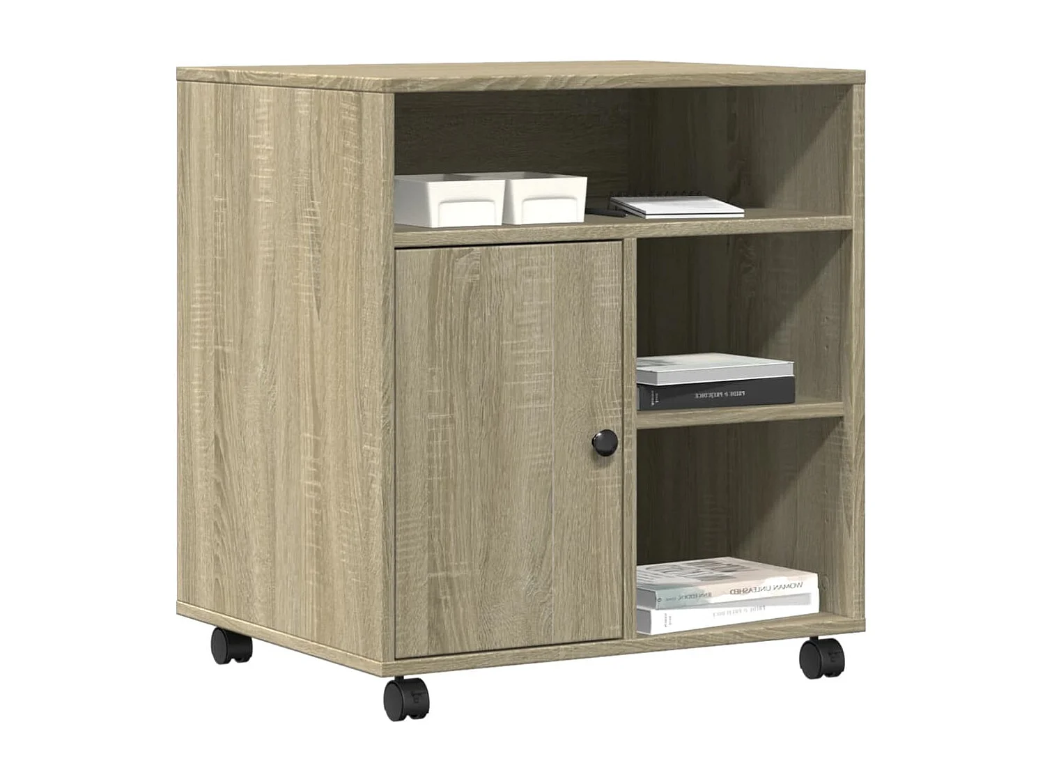 Support d'imprimante avec roulettes chêne sonoma 60x50x67 cm