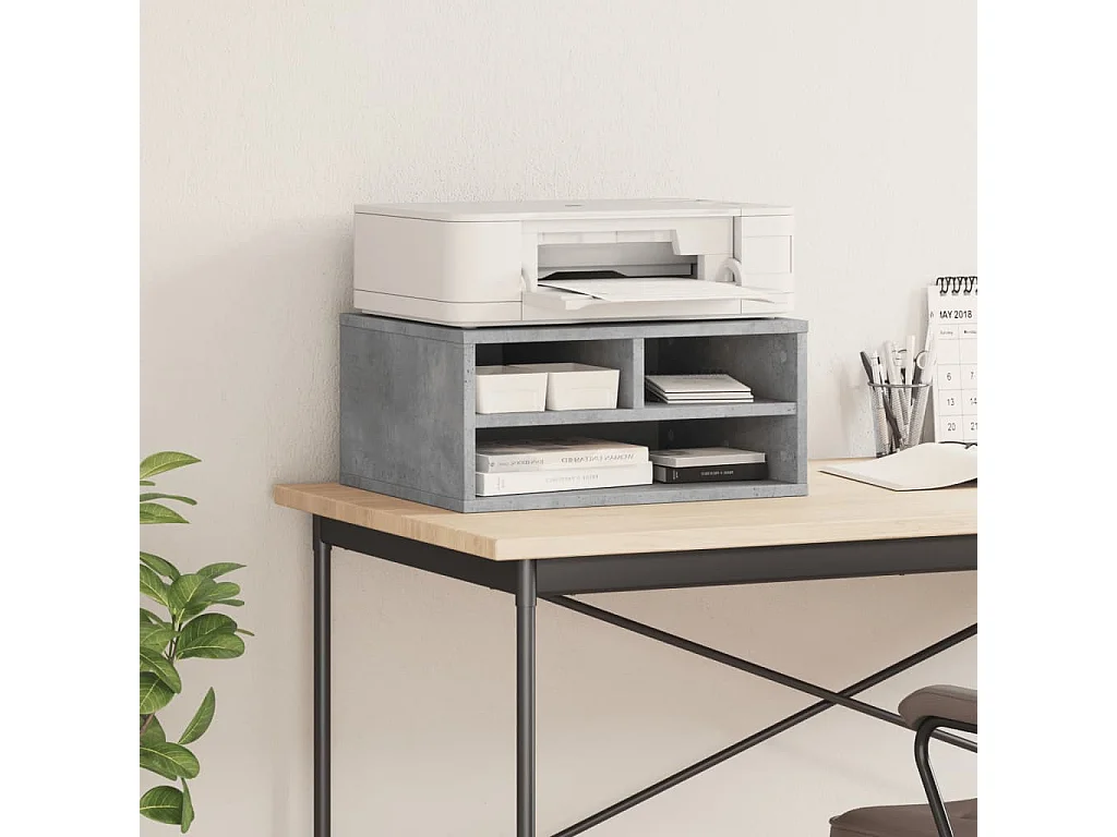 Soporte para impresora gris hormigón 49x40x22,5 cm madera contrachapada